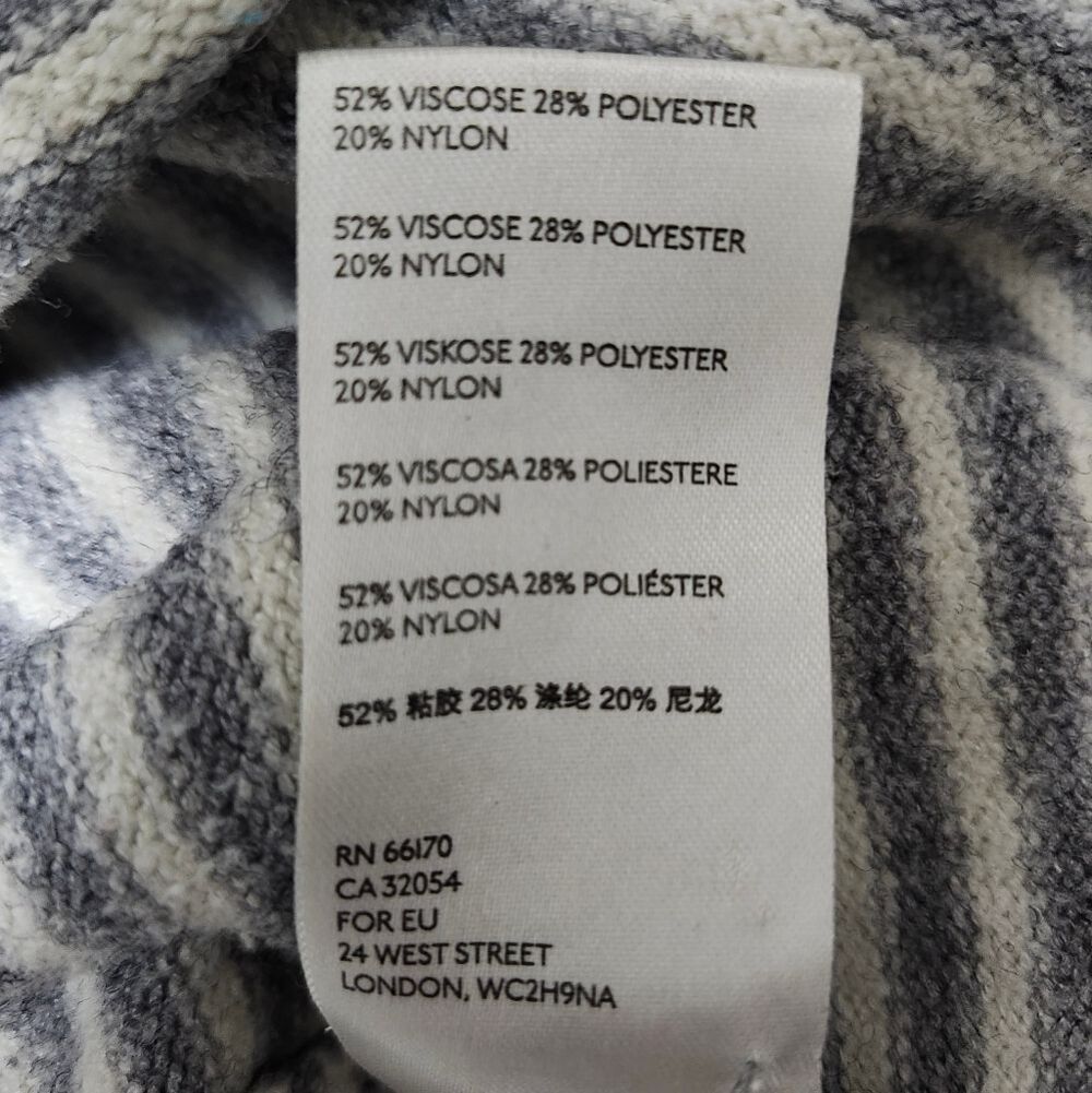 Anthropologie Gray and White Striped V-neck Sweater. Sz. S - Picture 5 of 10